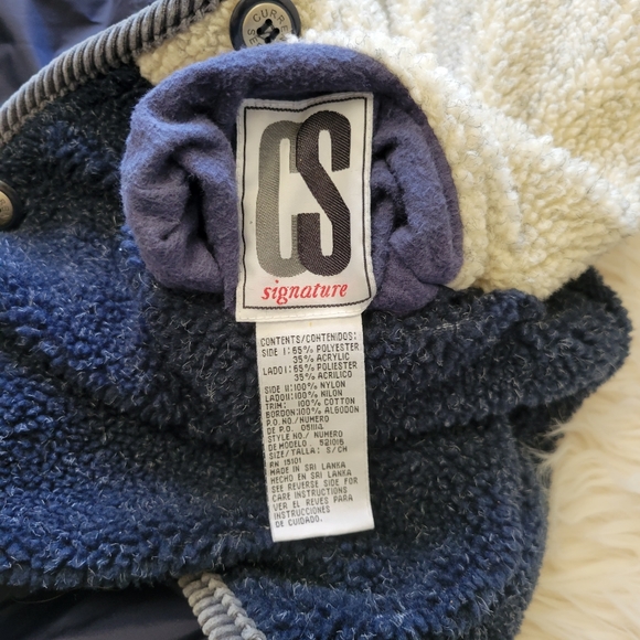 CS Signature Jacket Sz S Reversible Sherpa Windbreaker Blue Colorblock Coat Vtg - Picture 13 of 14